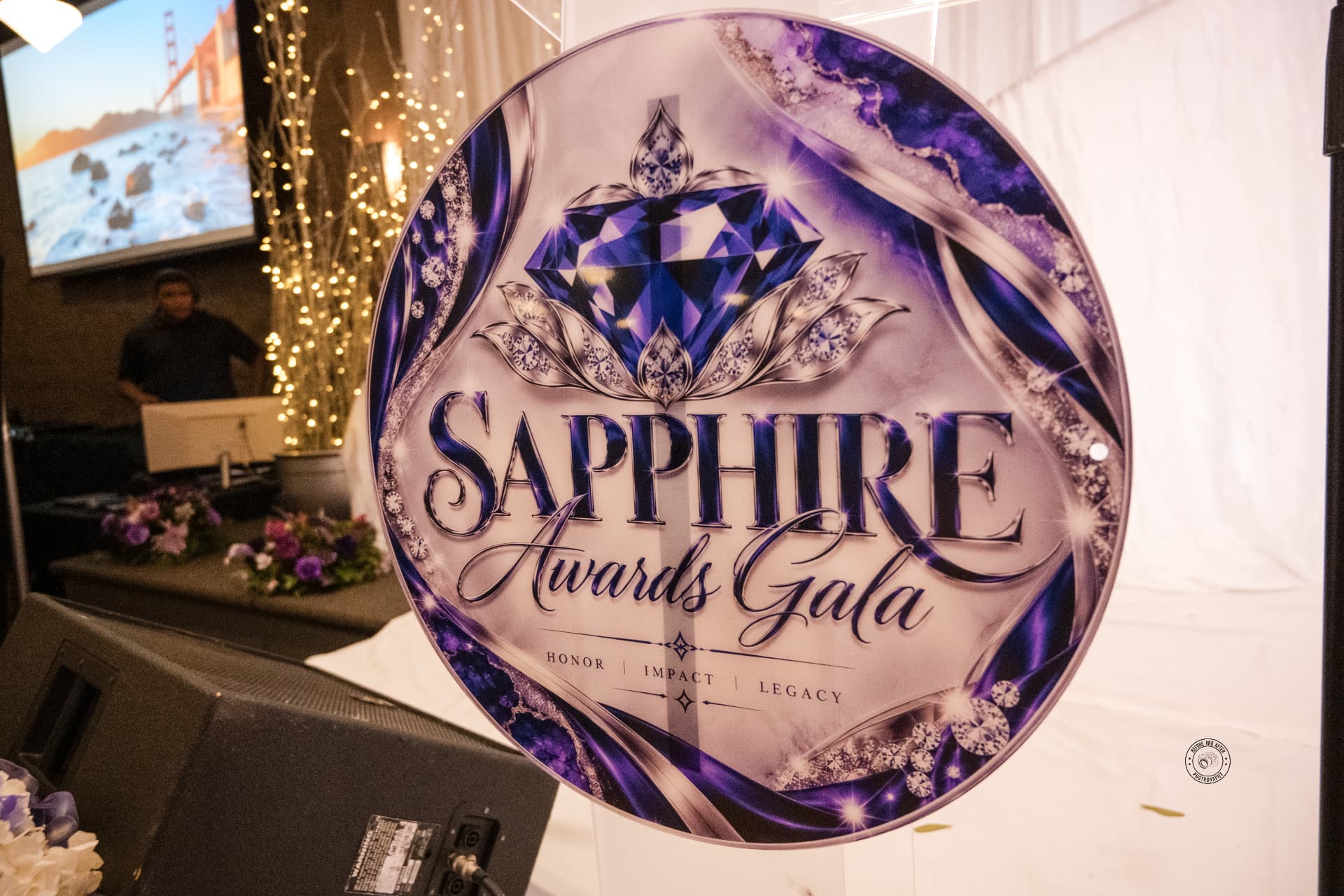 Custom Sapphire Awards Gala medallion sign — Corporate & Brand Experiences by Good Time Mascots in Columbus, Ohio