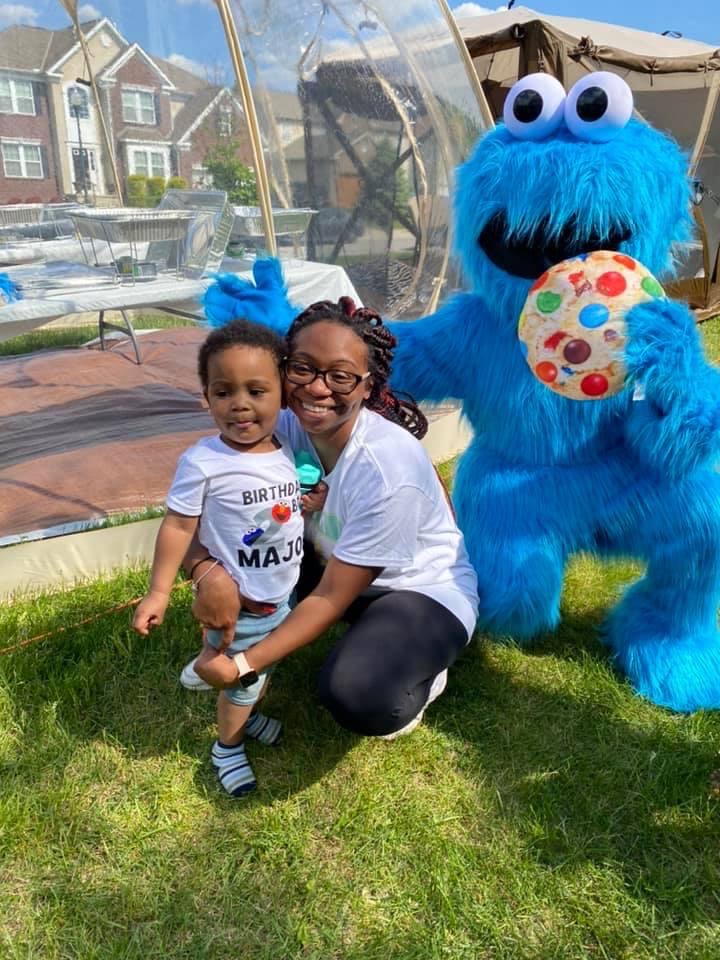 Character visit at a backyard birthday party — Guest Experience Enhancements by Good Time Mascots in Columbus, Ohio